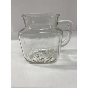 VTG MCM 50's 32 oz Square Federal Glass Juice Pitcher Atomic Sunrise Star 6"Tall